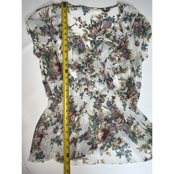 POETRY Floral Blouse Womens Size XL Multicolored Layered Ruffle Smocked Shirt. - Picture 9 of 16